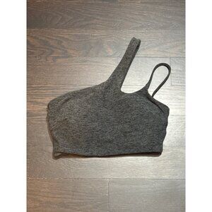 Bombshell Sportswear Gray Asymmetrical Strap Bralette S